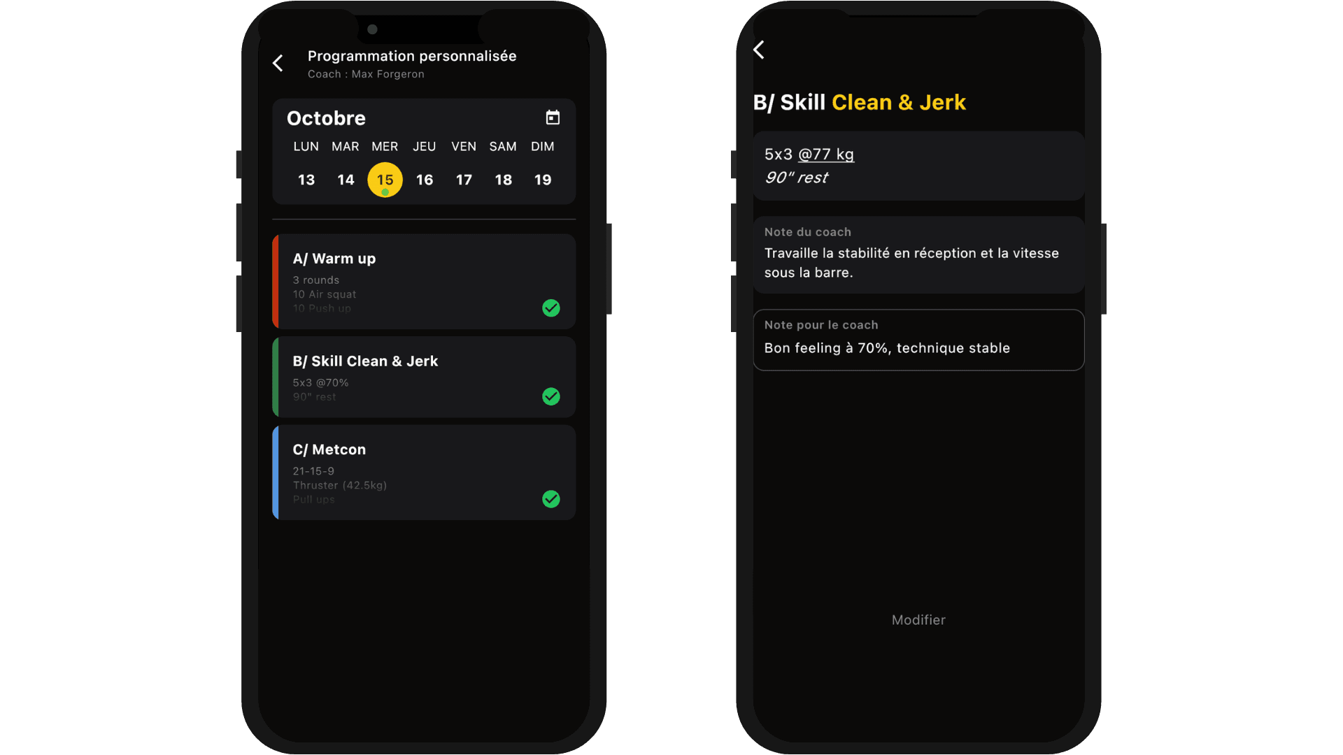 Application mobile pour athlètes